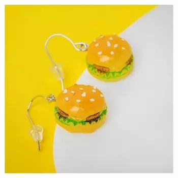 Серьги "Вкусности" бургер, цвет жёлто-зелёный