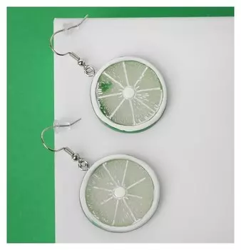 Серьги "Вкусности" лайм, цвет светло-зелёный