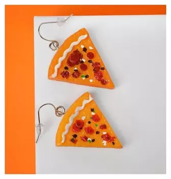 Серьги "Вкусности" пицца, цвет оранжево-красный