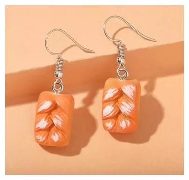 Серьги "Вкусняшка" косичка, цвет тёмно-бежевый