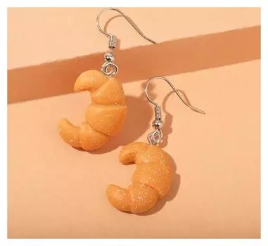 Серьги "Вкусняшка" круассан, цвет тёмно-бежевый