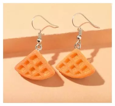 Серьги "Вкусняшка" вафля, цвет тёмно-бежевый