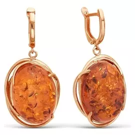 Серьги в окантовке "Янтарь", позолота