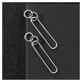 Серьги висячие "Цепь" два кольца, цвет серебро