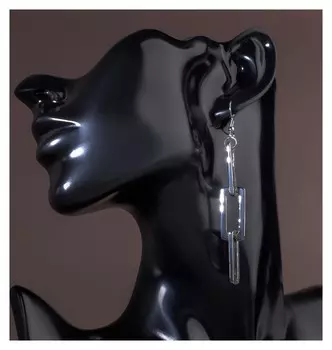 Серьги висячие "Домино", цвет серебро