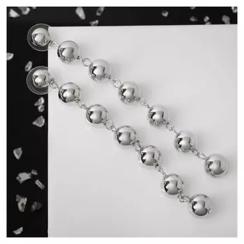 Серьги висячие "Дорожка" гирлянда, цвет серебро