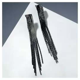 Серьги висячие "Голливуд" дождь, цвет серый