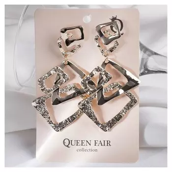 Серьги висячие "Элита", цвет золото