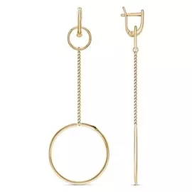 Серьги висячие "Круги", позолота