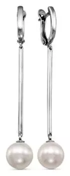 Серьги висячие посеребрение "Жемчуг", цвет белый