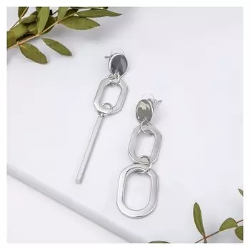 Серьги висячие "Притяжение" стиль, цвет серебро