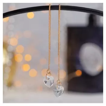 Серьги висячие со стразами "Цепочки" элегант