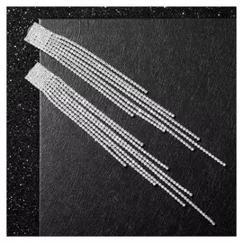 Серьги висячие со стразами "Водопад" ступенчатые, цвет белый в серебре