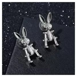 Серьги "Зайка" игрушка, цвет серебро