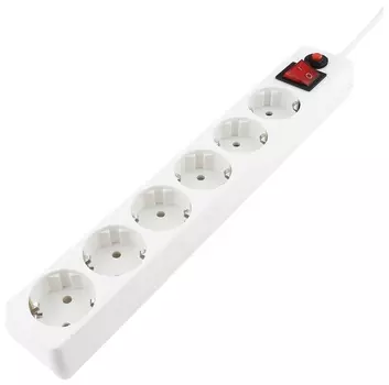 Сетевой фильтр EHW-15, 6 розеток, 5 м, белый