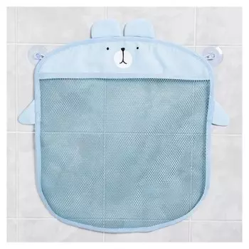 Сетка для хранения игрушек в ванной "Мишка", цвет голубой