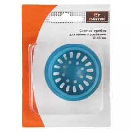 Сеточка сменная "Симтек", D=45 мм, для ванны и раковины, в блистере, бирюзовая