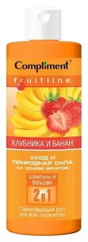 Шампунь и бальзам для всех типов волос 2 в 1 Стимулирующий рост Клубника и банан