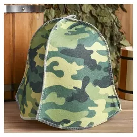 Шапка банная "Камуфляж" с термопечатью, экофетр