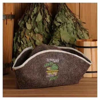 Шапка банная пиратская "Хороший веник дороже денег"