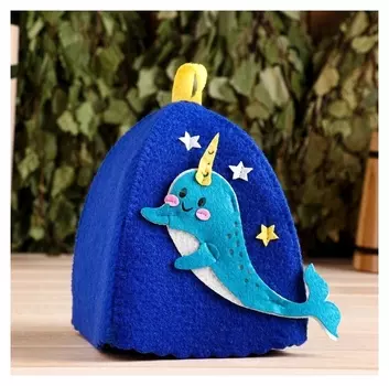 Шапка для бани с аппликацией "Счастливый нарвал"