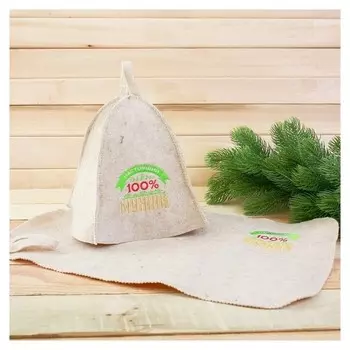 Шапка и коврик банные "100 % мужику"