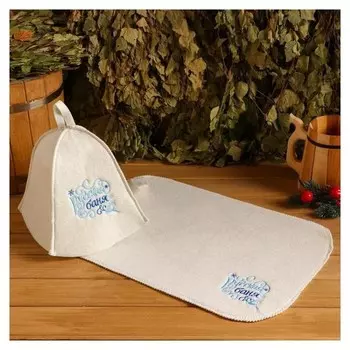 Шапка и коврик банные "Крепкого здоровья в новом году!"