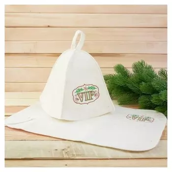 Шапка и коврик банные "Новый год по-русски"