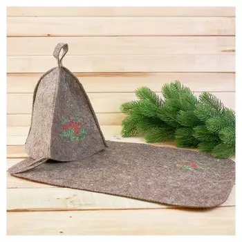 Шапка и коврик банные "С лёгким паром! С новым годом!"