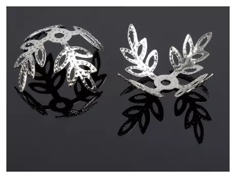 Шапочки для бусин (Набор 10шт) см-047, 2х23 мм, цвет серебро