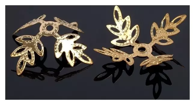 Шапочки для бусин (Набор 10шт) см-047, 2х23 мм, цвет золото