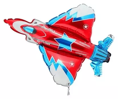 Шар фольгированный 12" Истребитель для палочки, цвет красный