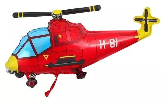 Шар фольгированный 12" Вертолёт цвет красный