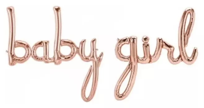 Шар фольгированный 16 Baby Girl, мини-надпись, розовое золото