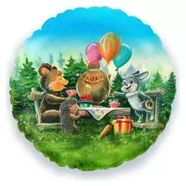 Шар фольгированный 17"круг"лесные друзья"