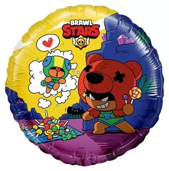Шар фольгированный 18" Brawl Stars №4 «Леон и нита», круг, 1 шт. в упаковке