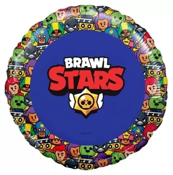 Шар фольгированный 18" Brawl Stars «Звёздные бойцы», дизайн № 3, круг, 1 шт. в упаковке, цвет синий