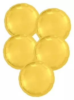 Шар фольгированный 18", круг, набор 5 шт., цвет золотой