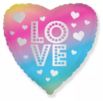 Шар фольгированный 18" «Любовь. летящие сердца», градиент