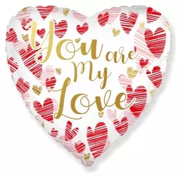 Шар фольгированный 18" «Моя любовь»,сердце, граффити, 1 шт.