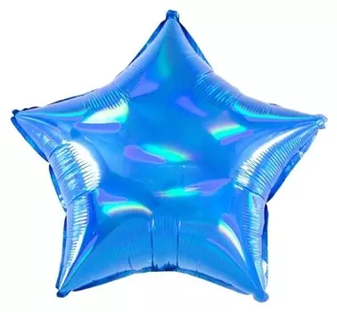 Шар фольгированный 18" «Перламутровый блеск», звезда, голография, цвет синий