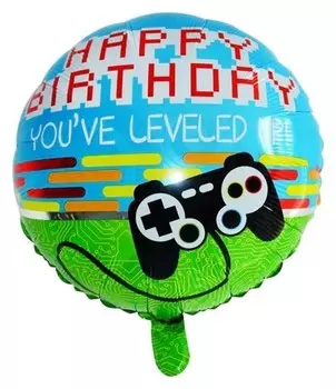 Шар фольгированный 18""С днем рождения", приставка