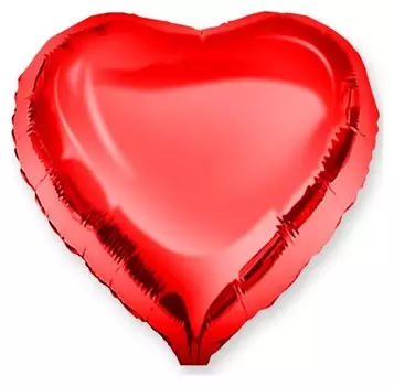 Шар фольгированный 18, сердце, цвет красный