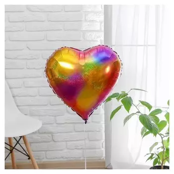 Шар фольгированный 18""сердце", разноцветный