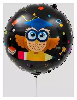 Шар фольгированный 18" «Сова в очках», круг, цвет чёрный