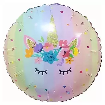 Шар фольгированный 18" «Волшебный единорог в цветах», круг