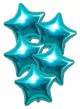 Шар фольгированный 19", звезда, набор 5 шт., цвет бирюзовый