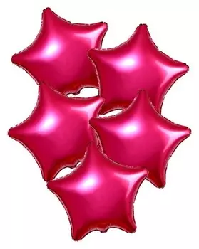 Шар фольгированный 19", звезда, набор 5 шт., гранатовый мистик