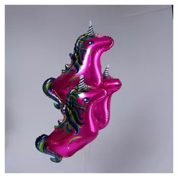 Шар фольгированный 20""единорог", цвет розовый набор 3шт.