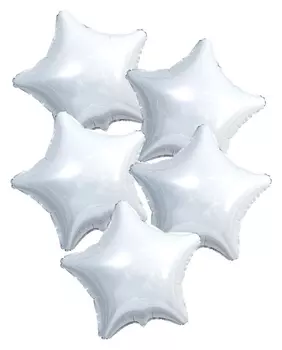 Шар фольгированный 21", звезда, набор 5 шт., белый блеск